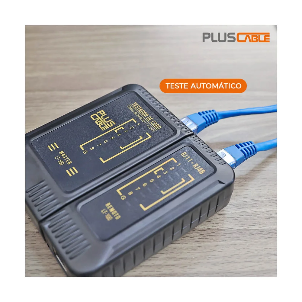 Imagem 5 de 5 do produto Testador De Cabo De Rede Pluscable, Lt-100bk, Compatível com RJ11 E RJ45, Plug and Play