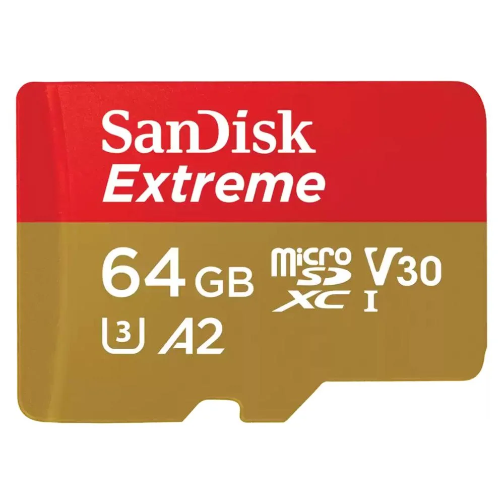 Cartão Micro SD Sandisk, 64GB, 2x1, Extreme U3, Leitura até 160MB/s - Sdsqxah-064g-gn6ma
