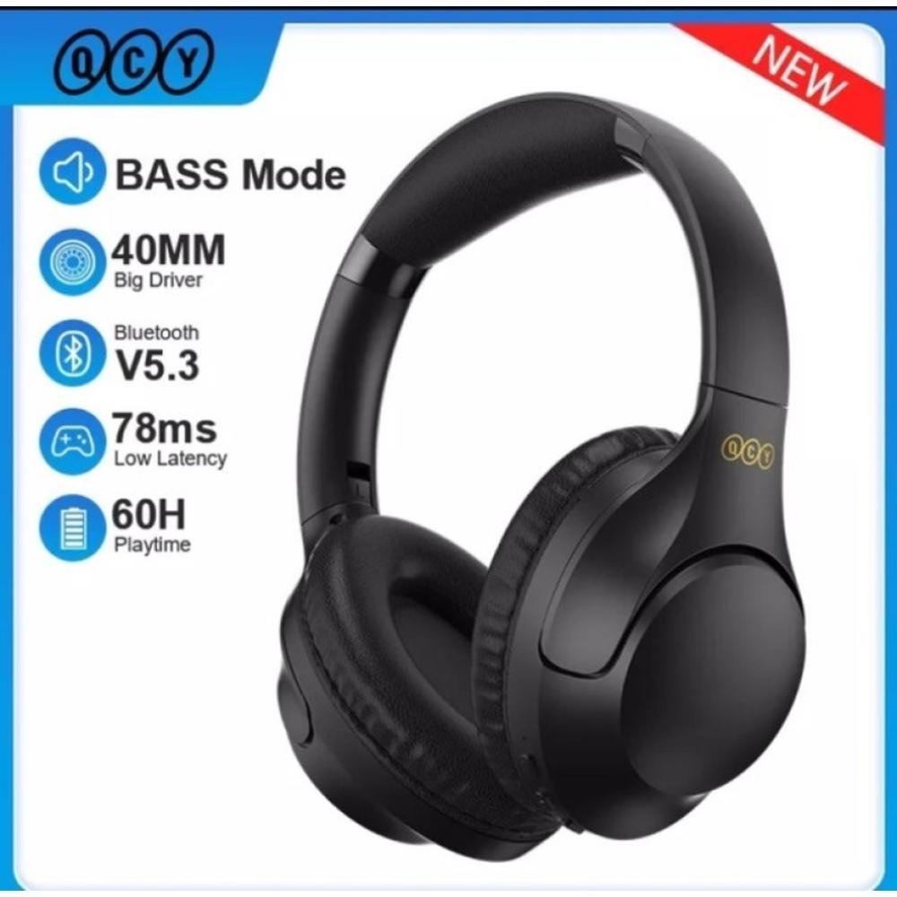 Imagem 2 de 5 do produto Headset Gamer Sem fio, Qcy H2, On-ear, 40 mm, Bluetooth 5.3, Multiponto, Preto