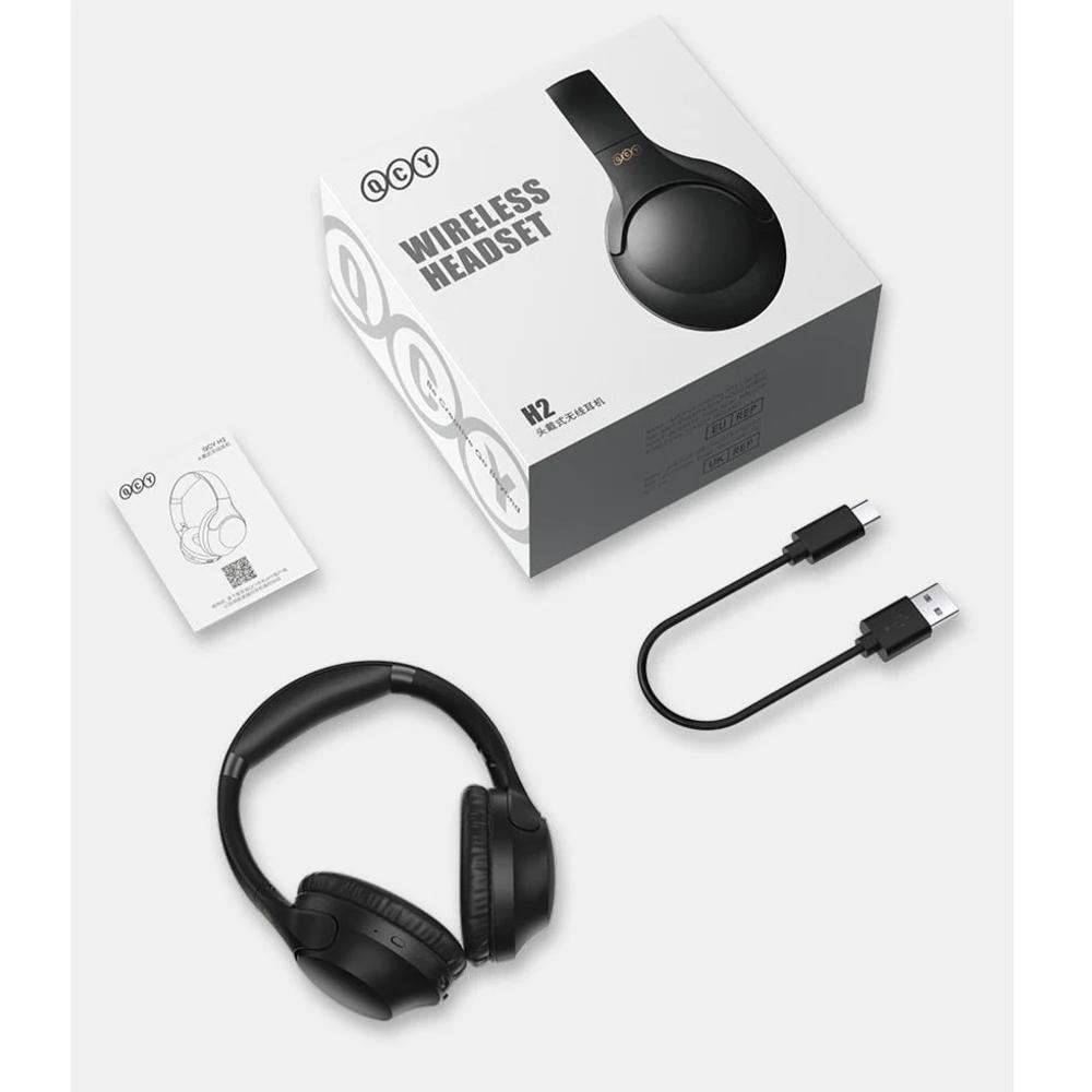Imagem 3 de 5 do produto Headset Gamer Sem fio, Qcy H2, On-ear, 40 mm, Bluetooth 5.3, Multiponto, Preto