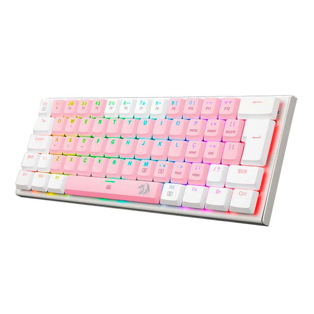 Imagem 5 de 5 do produto Teclado Mecânico Redragon Anivia, RGB, Switch Brown, ABNT2, Rosa Com Branco - K614pw-Rgb