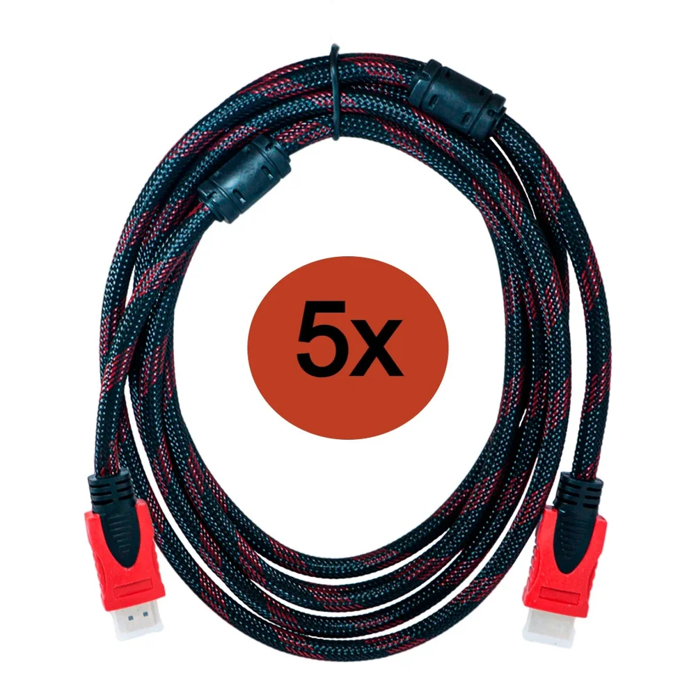 Imagem 3 de 4 do produto 5 Cabos HDMI Hayom, 3 Metros, Blindado, Full HDMI 4K, LED Resistente, PC