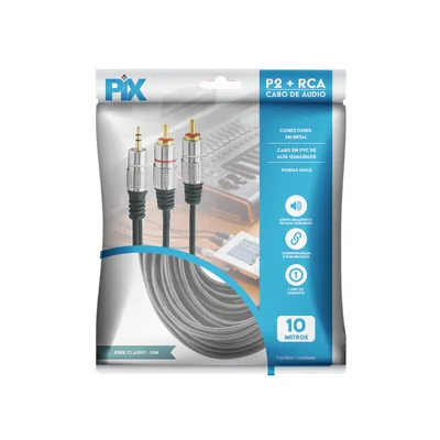 Cabo P2 Estéreo + 2 RCA Macho Pix - Fitz-c4 -10m