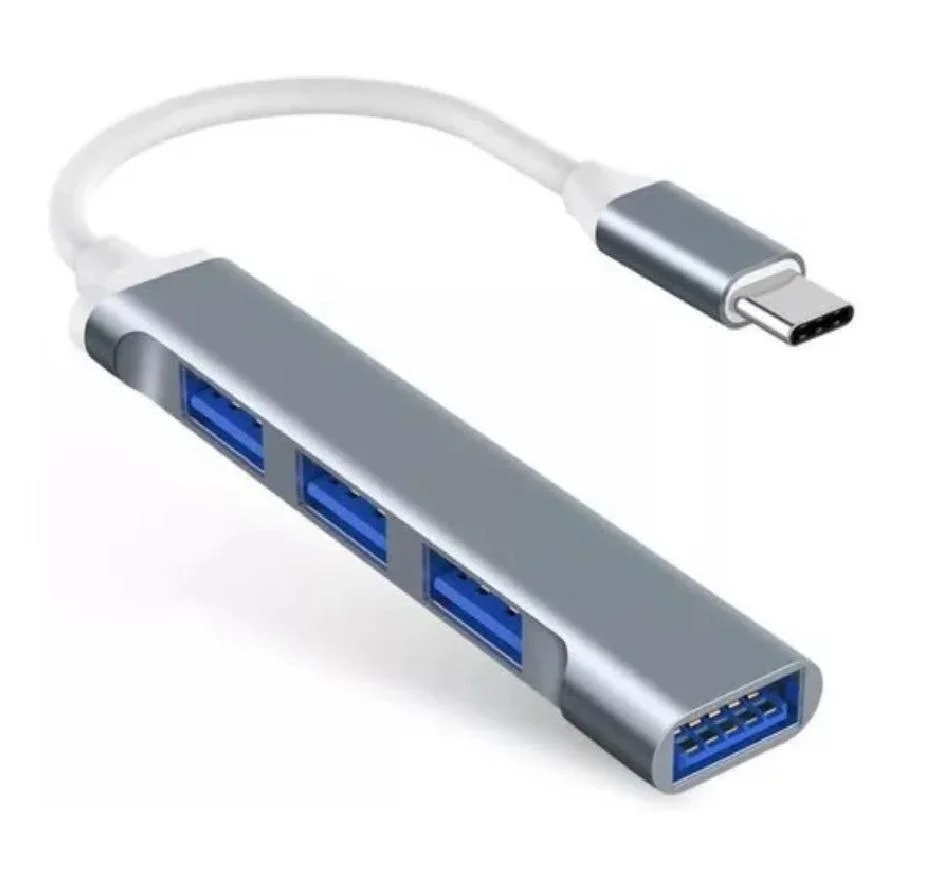 Imagem 1 de 3 do produto Hub Dex USB-C Type-C, Para 4 Portas USB 3.0, 5 Gbps, Para Notebook, Prata