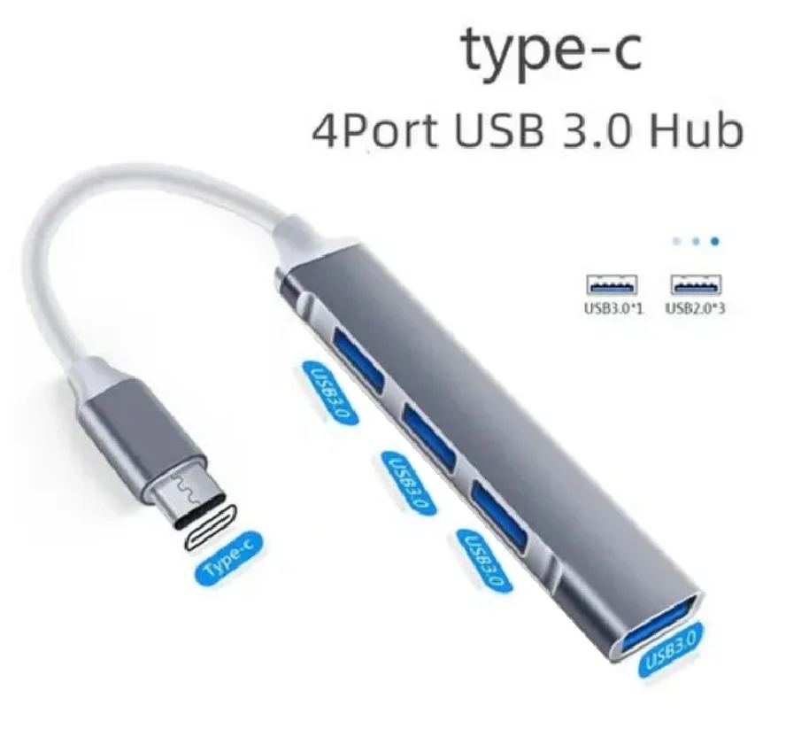 Imagem 3 de 3 do produto Hub Dex USB-C Type-C, Para 4 Portas USB 3.0, 5 Gbps, Para Notebook, Prata