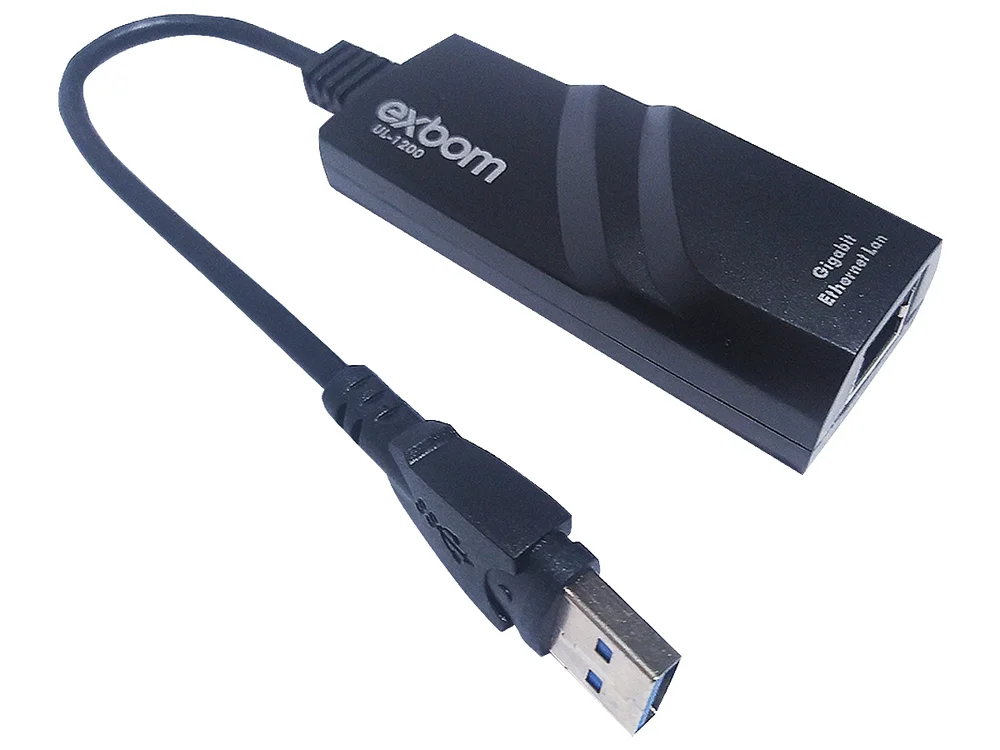 Imagem 4 de 5 do produto Placa De Rede Exbom Ul-1200, Rj45, Externa, USB 3.0, Gigabit 10/100/1000mpbs, Plug And Play