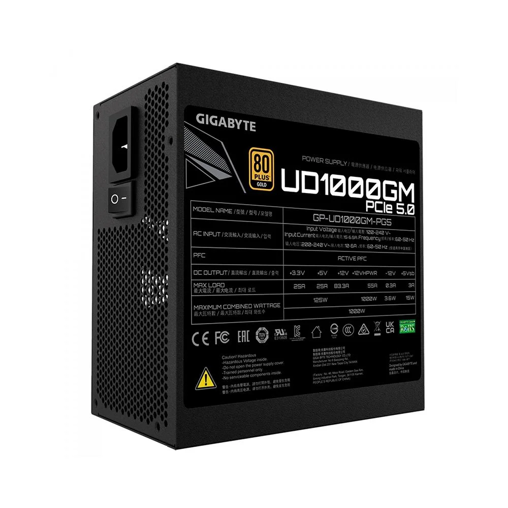 Imagem 4 de 5 do produto Fonte Gamer Gigabyte, 1000w, 80plus Gold Pg5, Modular, Pcie Gen5