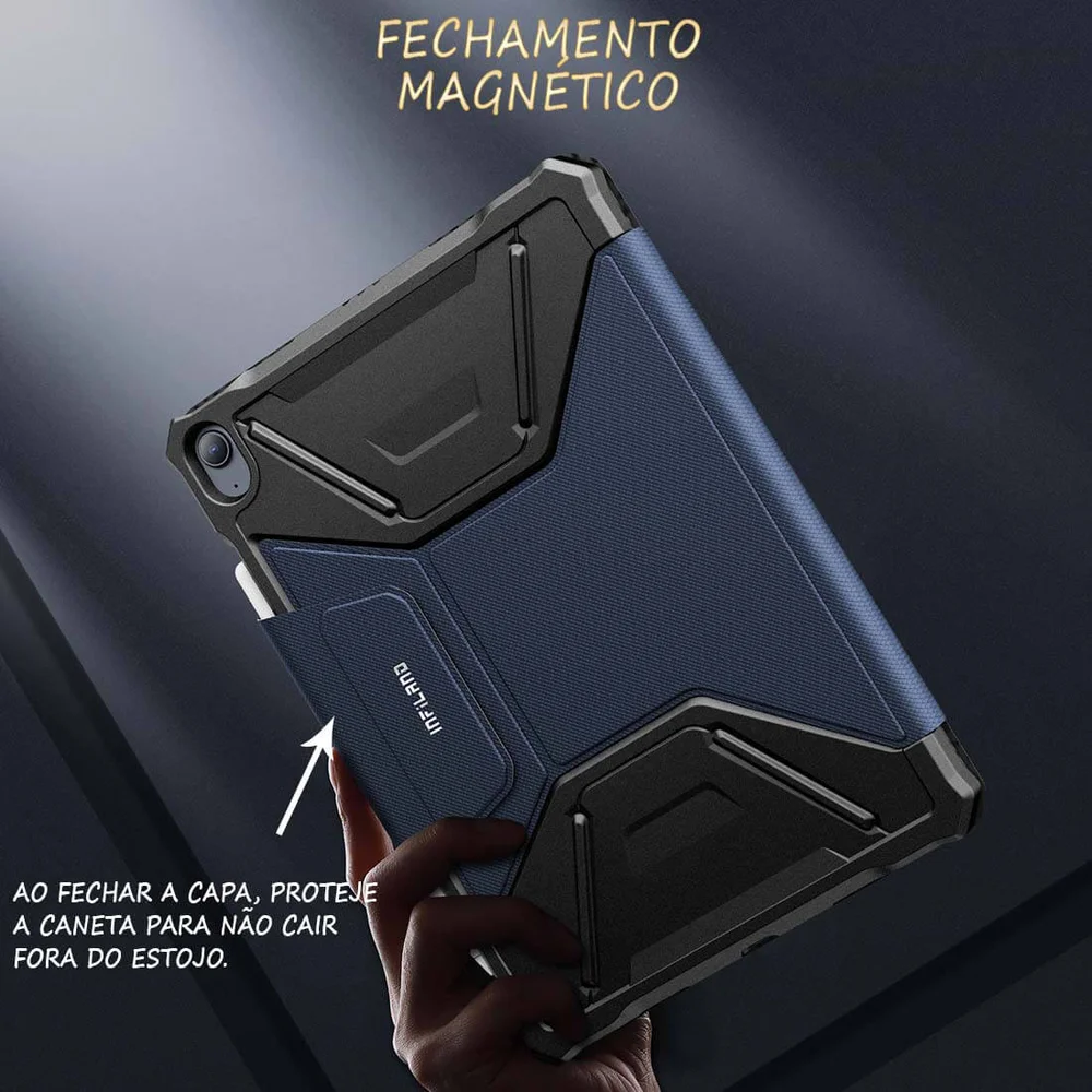 Imagem 2 de 5 do produto Capa Premium Flex Cover Anti Impacto Ipad Air 5, 10.9 Polegadas 2022, A2588, A2589, A2591, Função Wake Sleep Suporte Caneta - Azul
