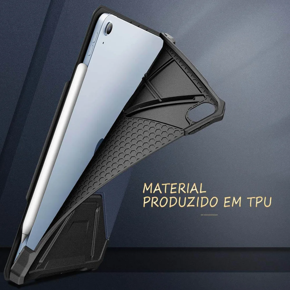 Imagem 3 de 5 do produto Capa Premium Flex Cover Anti Impacto Ipad Air 5, 10.9 Polegadas 2022, A2588, A2589, A2591, Função Wake Sleep Suporte Caneta - Azul