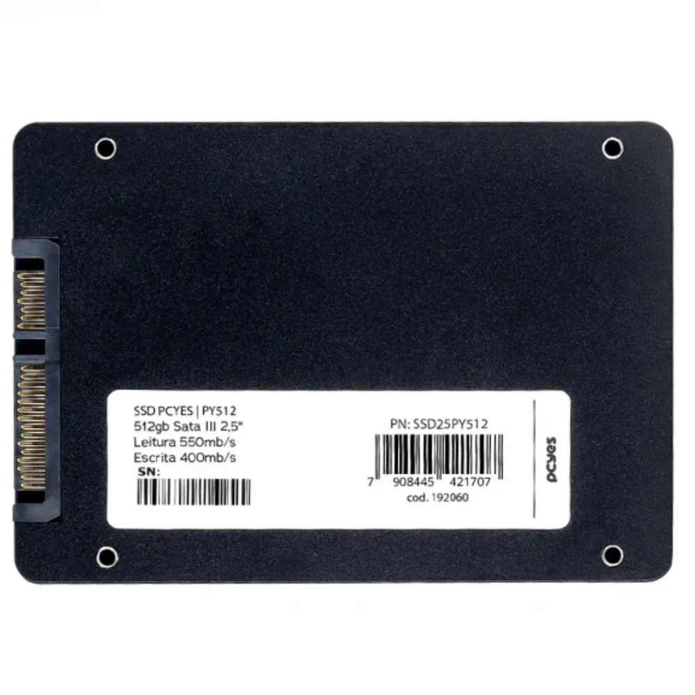 Imagem 2 de 5 do produto SSD Pcyes Py512, 512GB, SATA III 2.5 Polegadas, Leitura 550MBps E Escrita 400MBps - SSD25py512