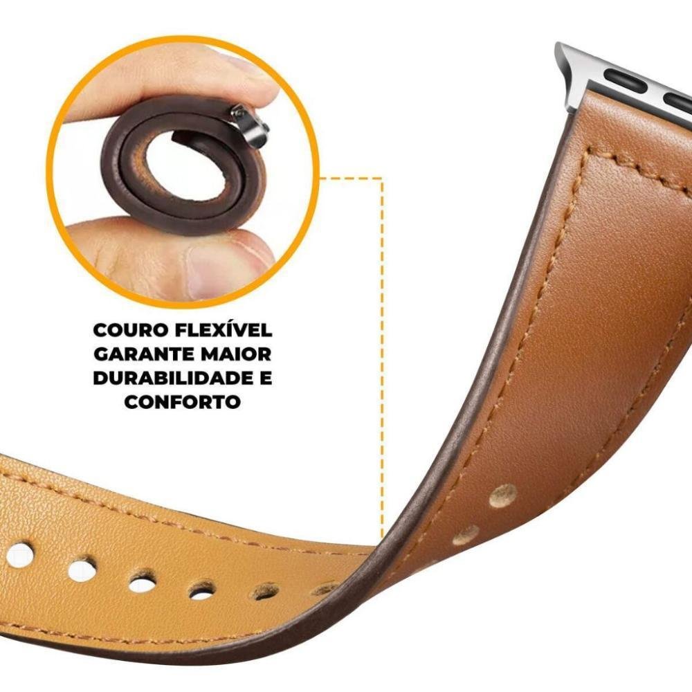 Imagem 5 de 5 do produto Multiira De Couro Para Apple Watch 42, 44, 45mm, Marrom - Gshield