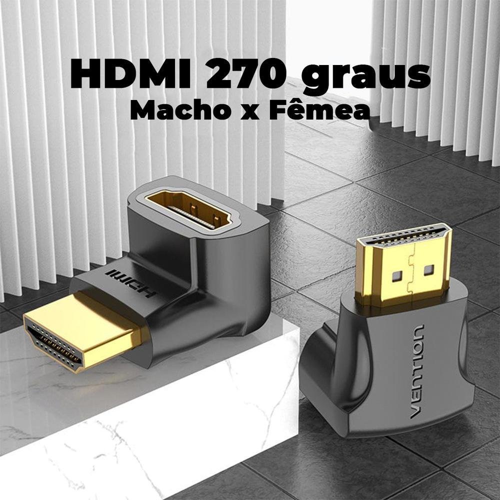 Imagem 3 de 5 do produto Adaptador HDMI 270º Graus Em L Macho X Fêmea, 1.4 - Vention
