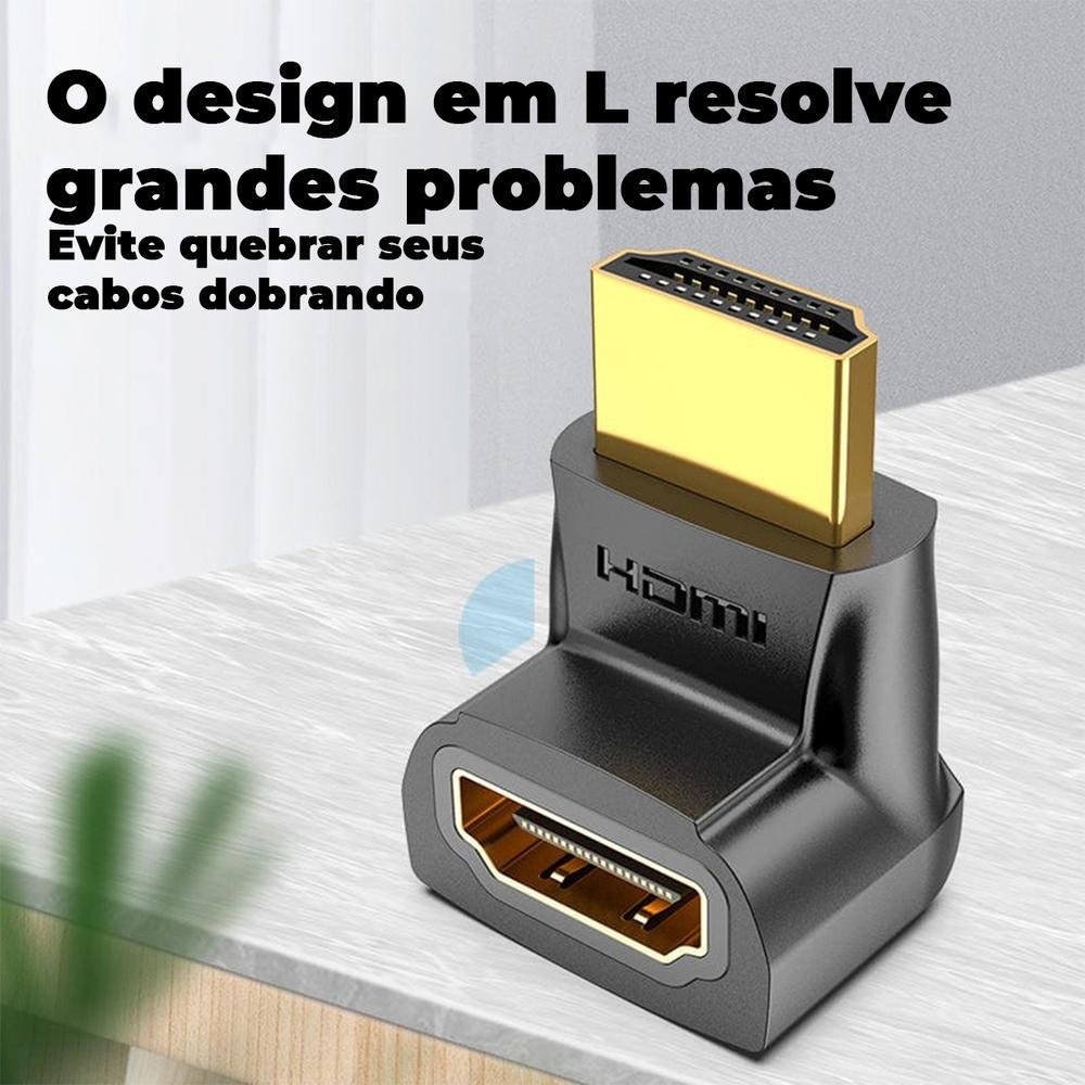 Imagem 4 de 5 do produto Adaptador HDMI 270º Graus Em L Macho X Fêmea, 1.4 - Vention