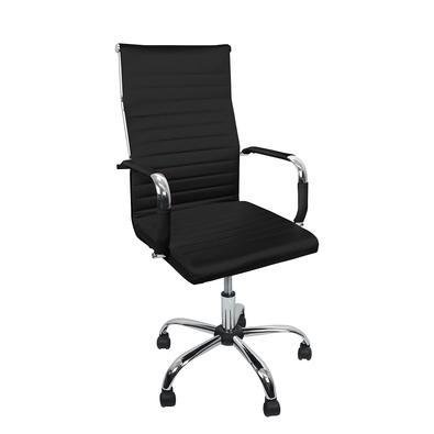 Cadeira Office Presidente, Boston Eames Alta, até 120 kg, Base 360, Ajuste Altura, Braços removíveis, Preta