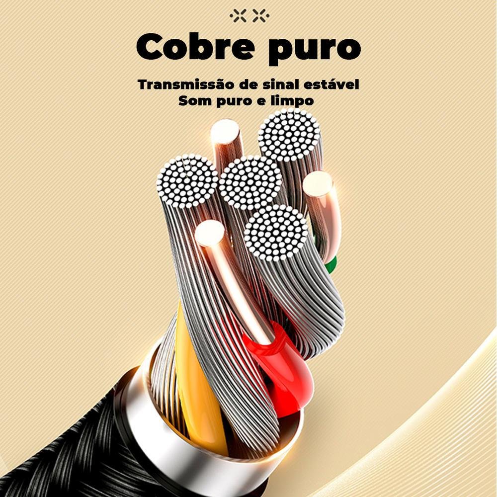 Imagem 5 de 5 do produto Cabo Auxiliar Estéreo P2, Premium, 1m, Preto - Joyroom