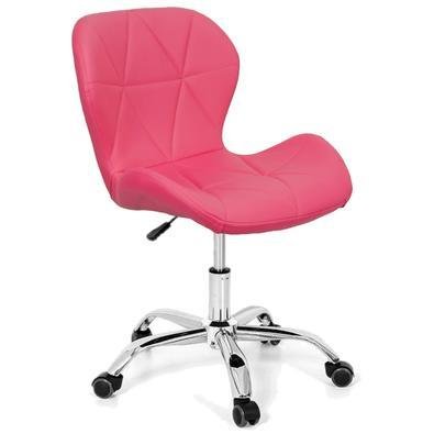 Cadeira Office  Slim, até 120 Kg, Estofada, Base Giratória, Cromada, Rosa