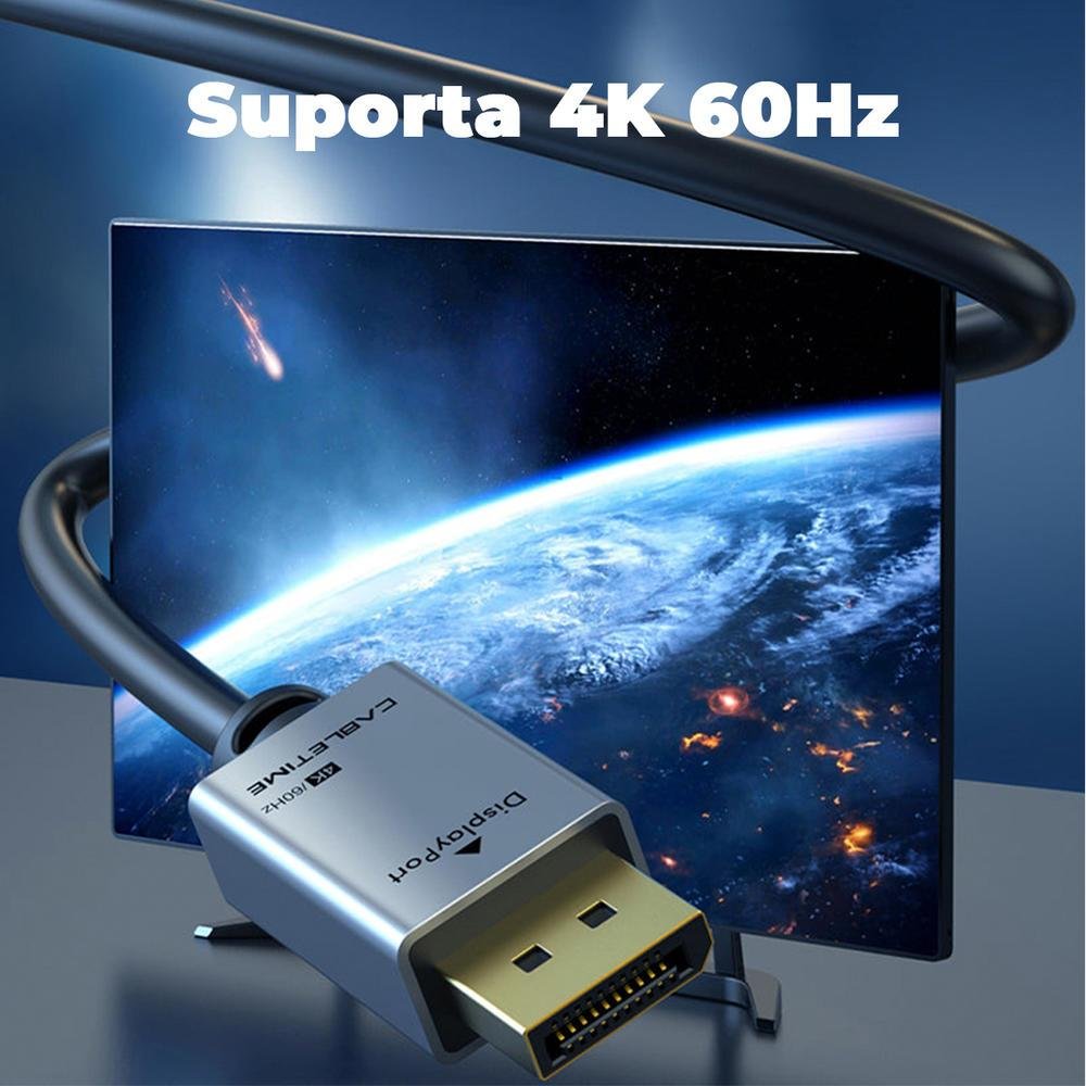 Imagem 2 de 4 do produto Cabo Displayport 1.2, 4k, 60hz, 5m - Cabletime