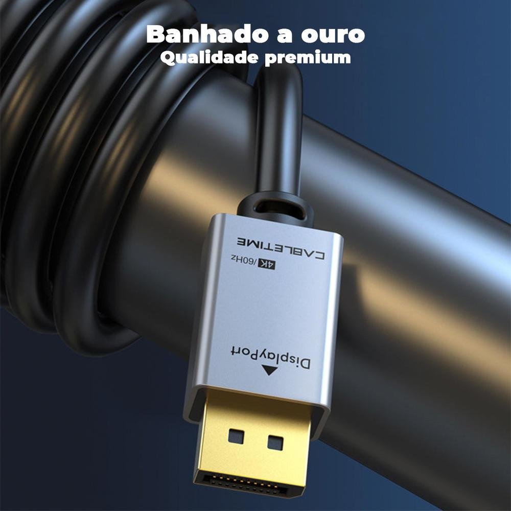 Imagem 3 de 4 do produto Cabo Displayport 1.2, 4k, 60hz, 5m - Cabletime