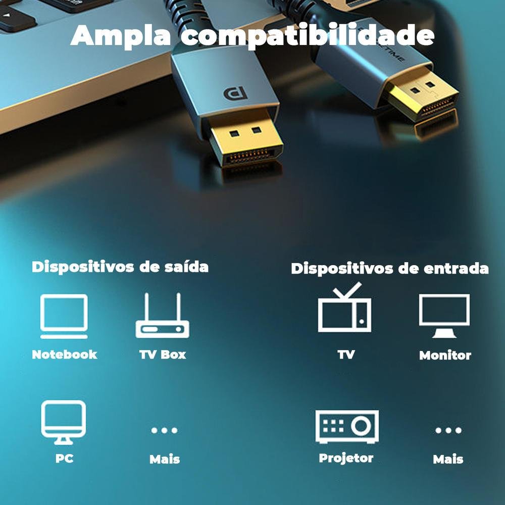 Imagem 5 de 5 do produto Cabo Displayport 1.4 8k, 60hz, 3m - Cabletime