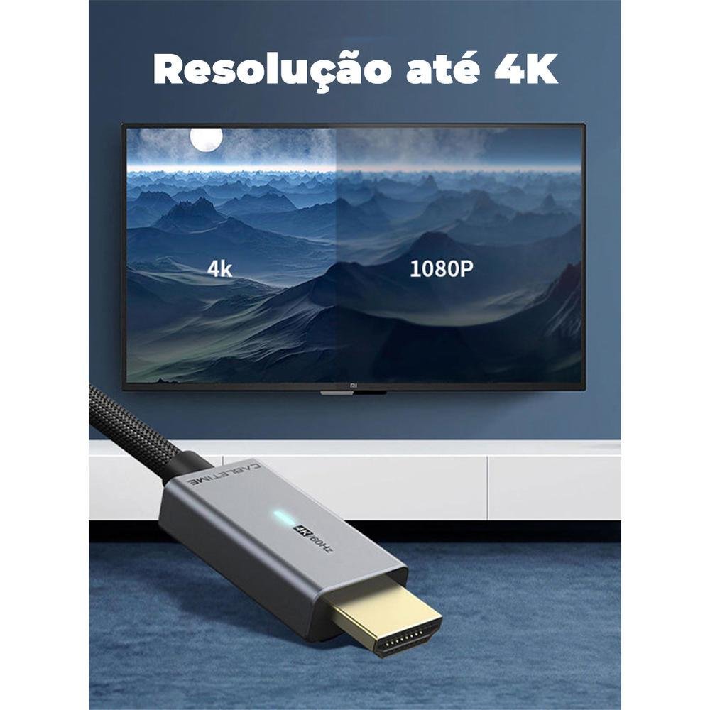 Imagem 4 de 5 do produto Cabo Displayport Para HDMI 4k, 60hz, 1,8m - Cabletime