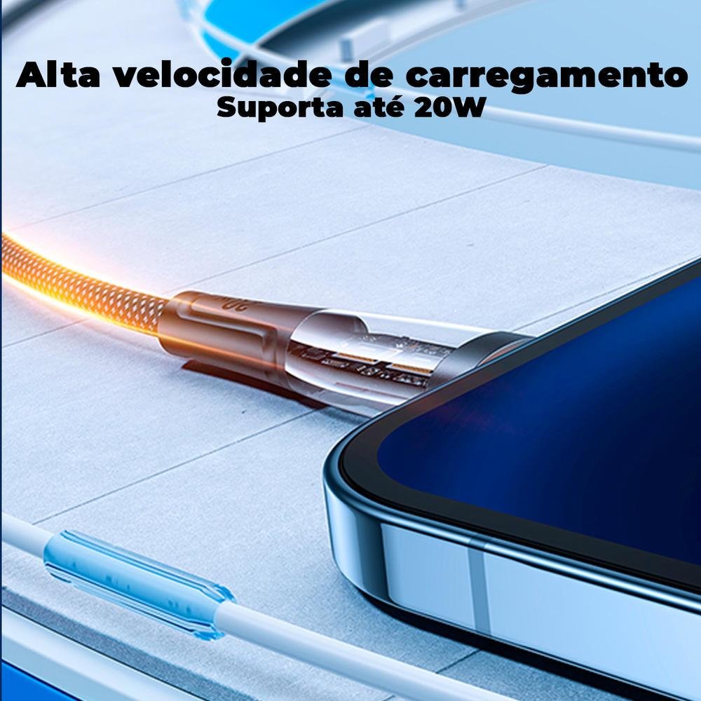 Imagem 4 de 5 do produto Cabo Lightning Joyroom, Para USB C, 20w Carregador 1.2m, Branco