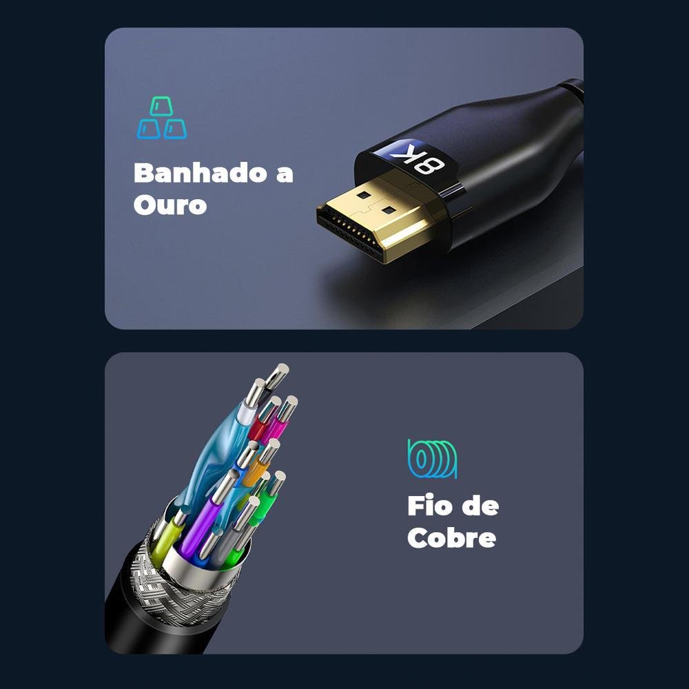 Imagem 5 de 5 do produto Cabo HDMI Cabletime, 2.1, 8k, 60hz, Para Projetor, Tv, Ps5, 3m