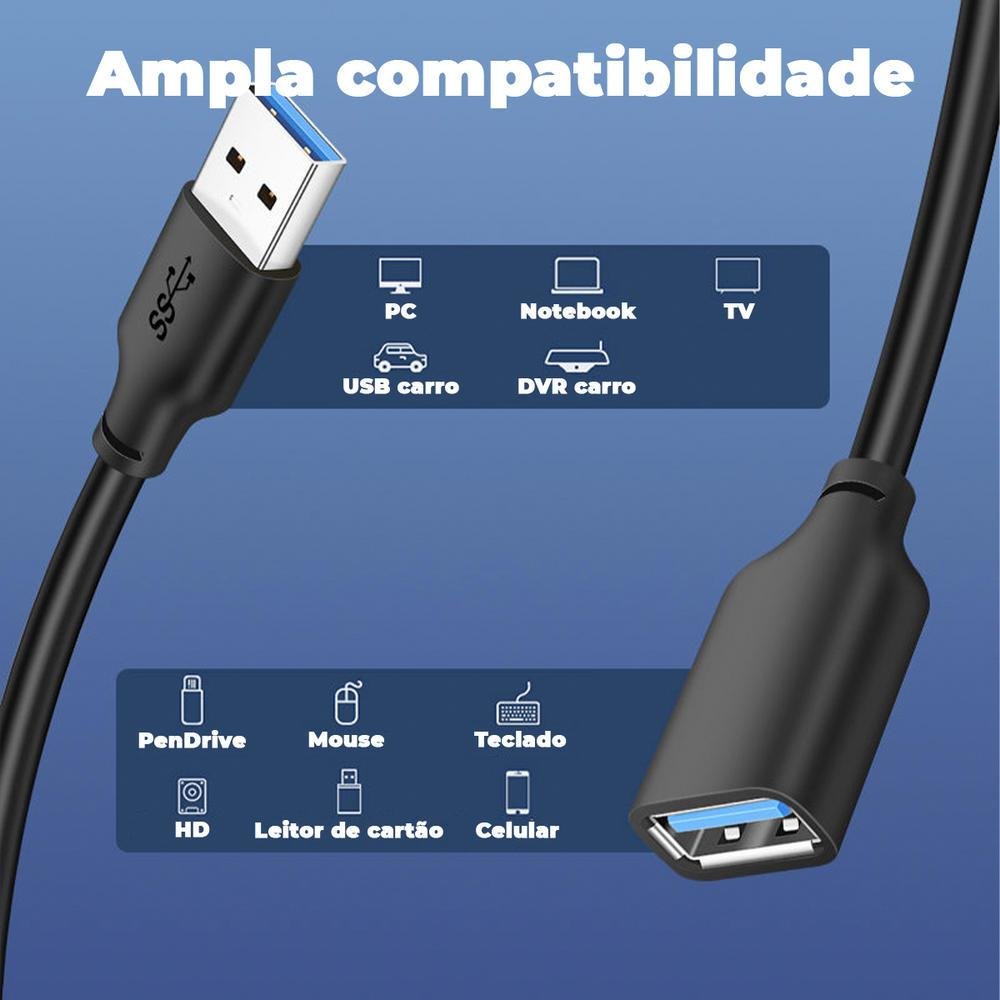 Imagem 3 de 5 do produto Cabo Extensor Extensão USB 3.0, Macho X Fêmea, 1m - Cabletime