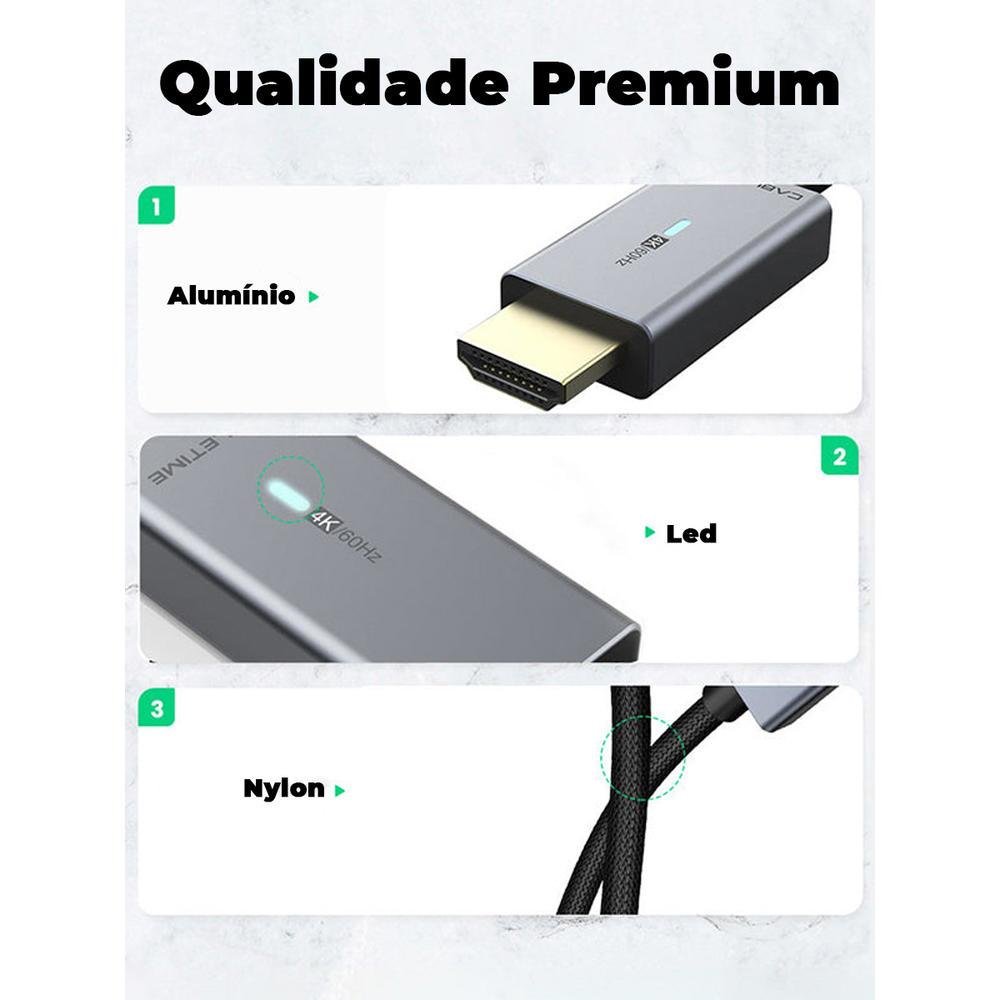 Imagem 2 de 5 do produto Cabo Mini Dp Cabletime Thunderbolt 2, Para HDMI, 4k, 60hz, 1.8m