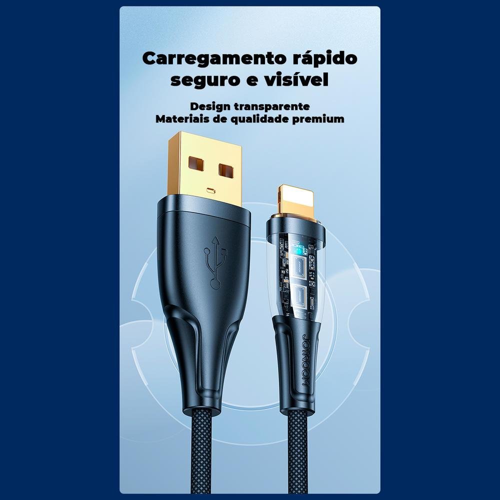 Imagem 4 de 5 do produto Cabo USB 2.0, Para Lightning Turbo, 1,2m, Preto - Joyroom