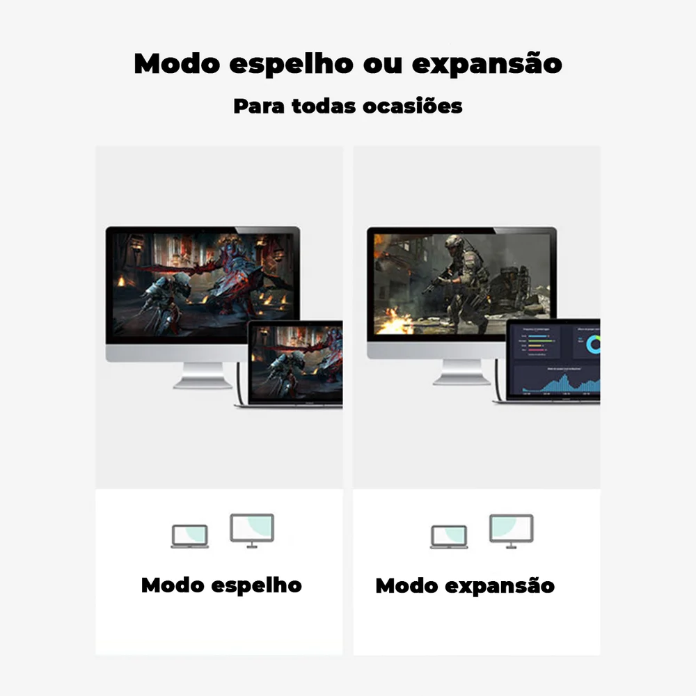Imagem 3 de 5 do produto Cabo Cabletime USB C, Para HDMI, 4k, 60hz, Tv, Notebook, 1.8m