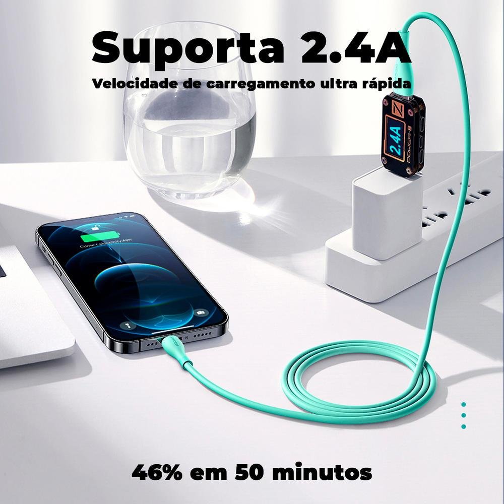 Imagem 3 de 5 do produto Cabo USB A Lightning 2.0, Carregador Rápido, 1m, Branco - Joyroom