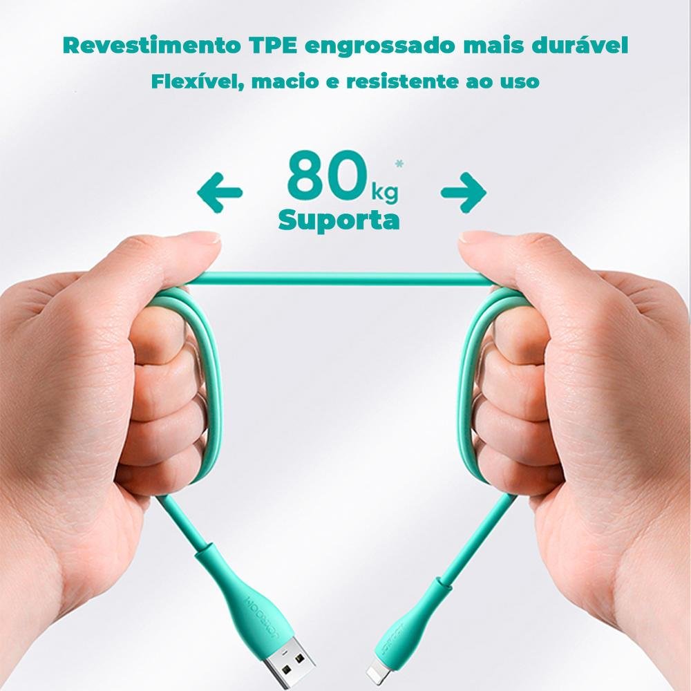 Imagem 5 de 5 do produto Cabo USB A Lightning 2.0, Carregador Rápido, 1m, Branco - Joyroom