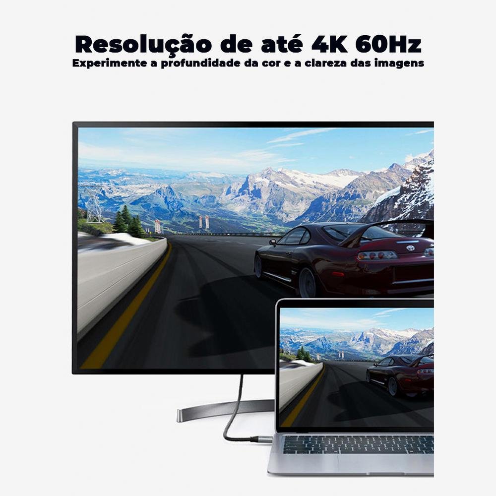Imagem 2 de 5 do produto Cabo Cabletime USB C, Para HDMI, 4k, 60hz, Tv, Notebook Gamer, 3m