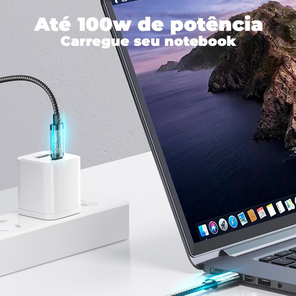 Imagem 5 de 5 do produto Cabo Joyroom USB C X USB C, 100w, Carregamento Rápido, 2m, Azul