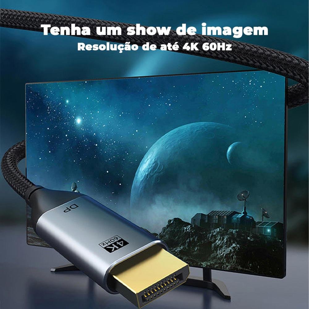 Imagem 4 de 4 do produto Cabo Cabletime USB C X Displayport, 1.2, 4k, 60hz, Notebook, 3m
