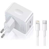 Carregador Turbo Duplo USB-C Lelong, Compativel Ipad E Iphone 12, 13, 14 - 40w