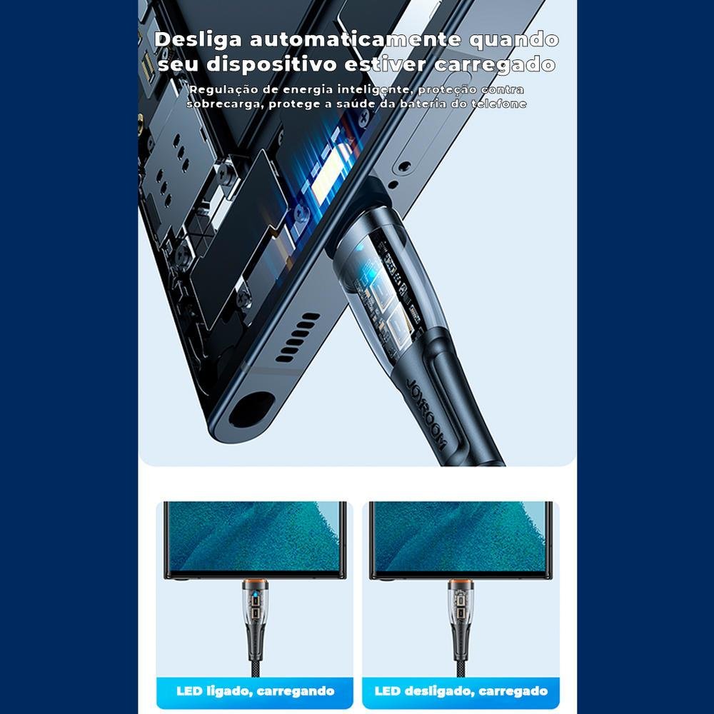 Cabo Joyroom USB, Para USB C, 2.0, 3a, Turbo Rápido, 1.2m, Preto Cabo Joyroom USB, Para USB C, 2.0, 3a, Turbo Rápido, 1.2m, Preto