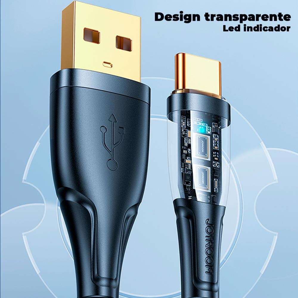 Cabo Joyroom USB, Para USB C, 2.0, 3a, Turbo Rápido, 1.2m, Preto Cabo Joyroom USB, Para USB C, 2.0, 3a, Turbo Rápido, 1.2m, Preto