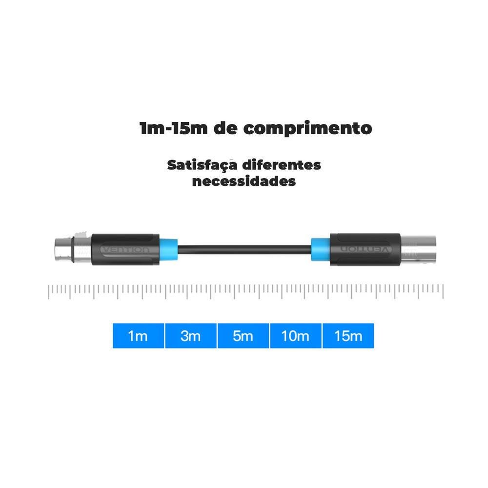 Imagem 2 de 5 do produto Cabo Vention Xlr Canon Audio Balanceado Microfone Som, 2m