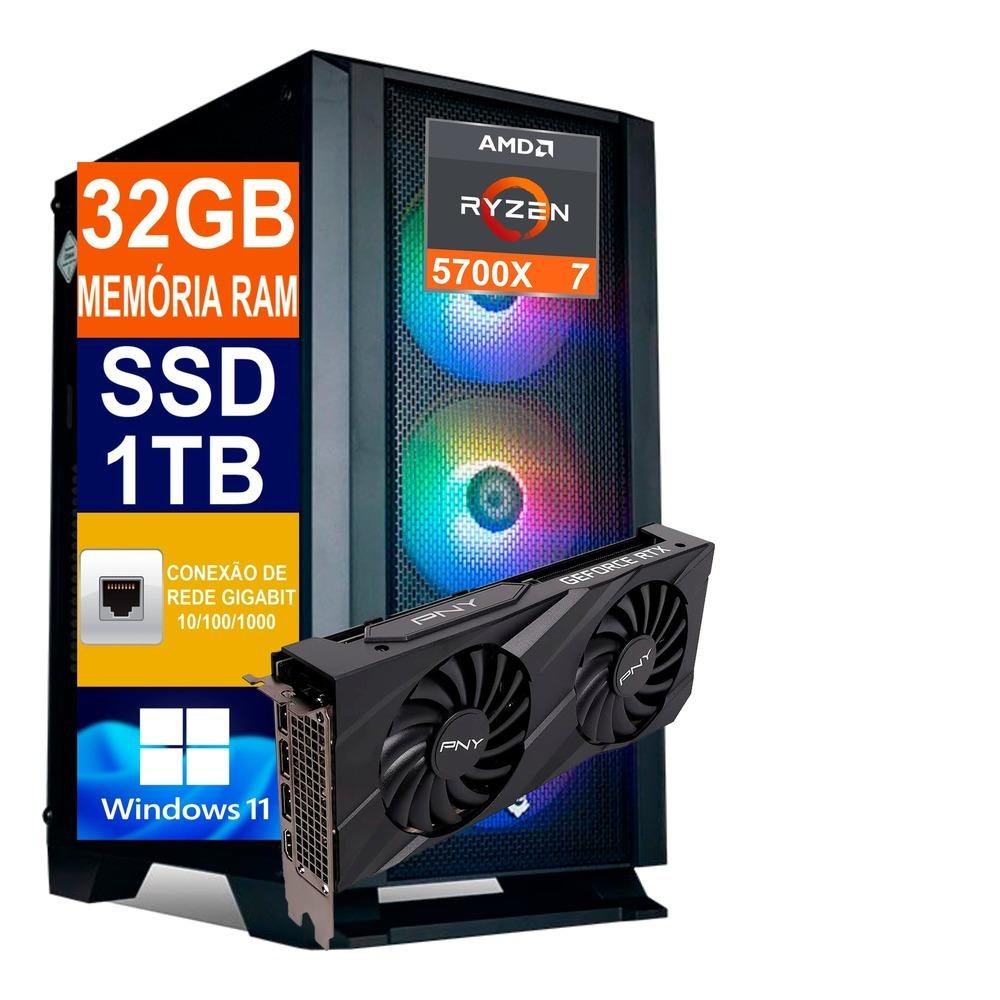 PC Pichau Gamer Moros, AMD Ryzen 7 5700G, GeForce RTX 3060 12GB, 16GB DDR4,  SSD M.2 240GB