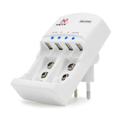 Carregador De Pilhas Aa, Aaa E Bateria Mox Cp50, 9v, Bivolt