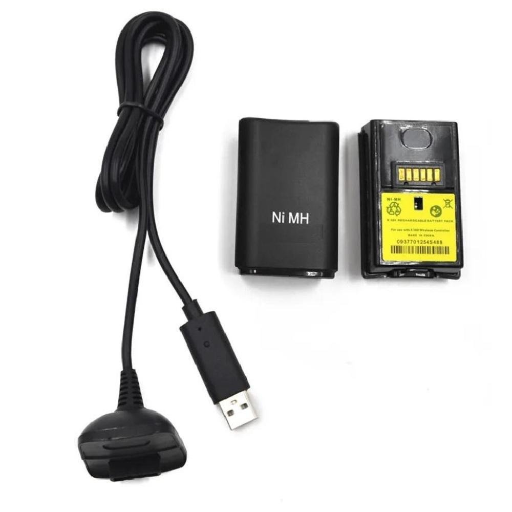 Imagem 2 de 2 do produto Kit 2 Baterias Para Controle Xbox 360, Com Cabo, Carregador USB, Preto