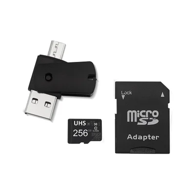 Kit 4 Em 1 com Cartão De Memória 256GB, Ultra High Speed-i U3 + Adaptador USB/OTG Tipo C + Adaptador SD - Mc154