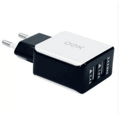 Carregador De Tomada Oex Cg201, USB, Duo Pr/br