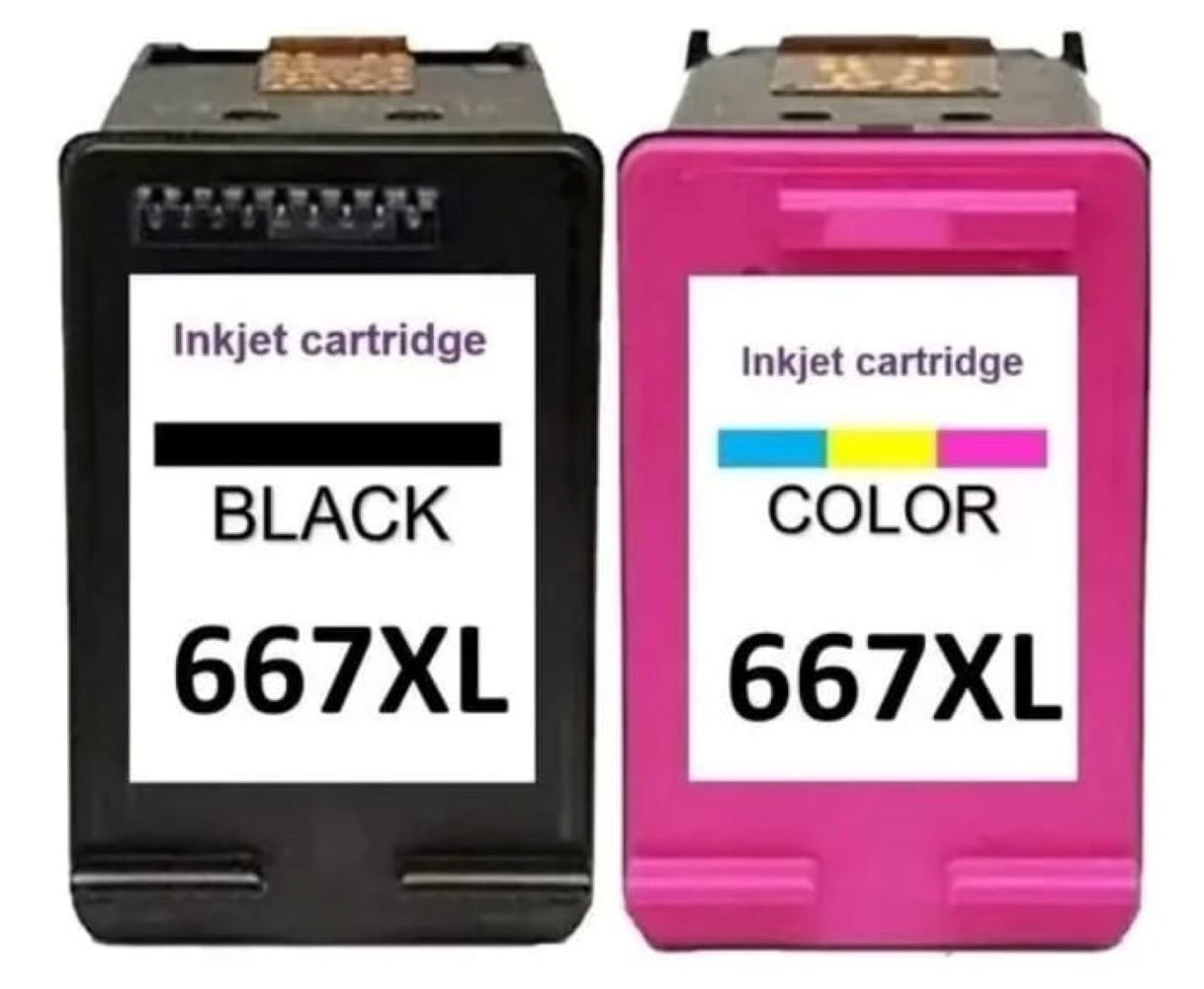 Kit Cartucho 667xl, 1 bk, 1 color Compativel 1275, 2374, 2375, 2376, 2774, 2776, 6476