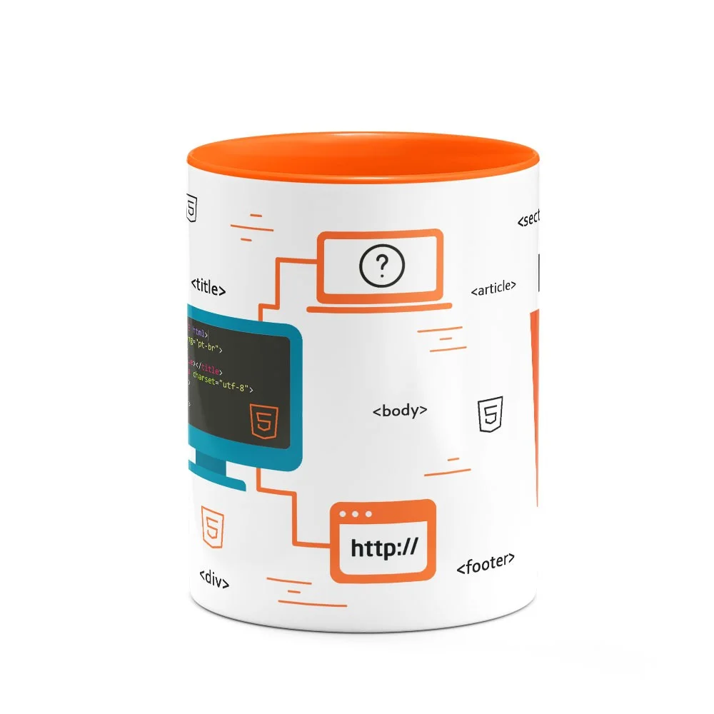 Imagem 3 de 3 do produto Caneca, Dev, HTML, Cerâmica, 325ml, B-Orange