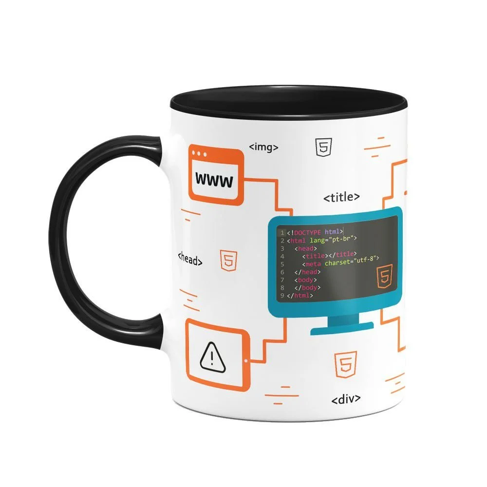 Imagem 2 de 5 do produto Caneca, Dev, HTML 5, Cerâmica, 325ml, B-black