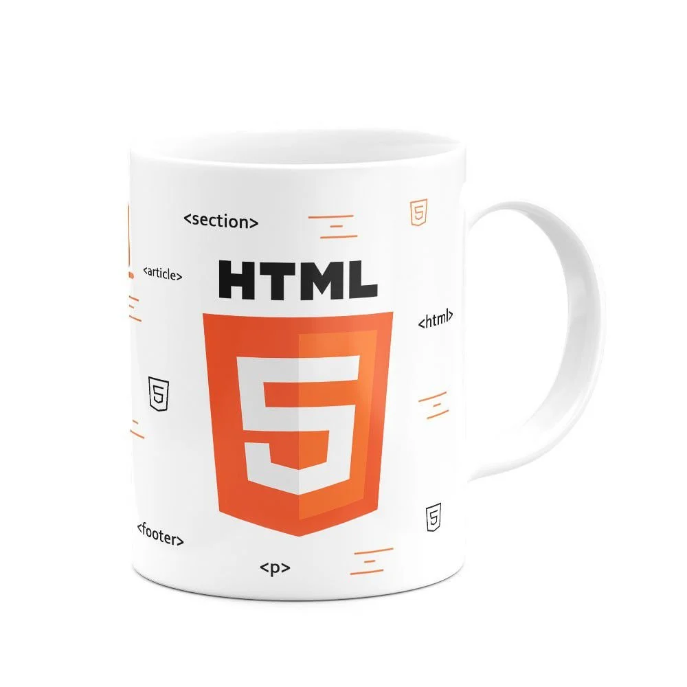 Imagem 3 de 5 do produto Caneca HTML 5, Cerâmica, 325ml, Branca
