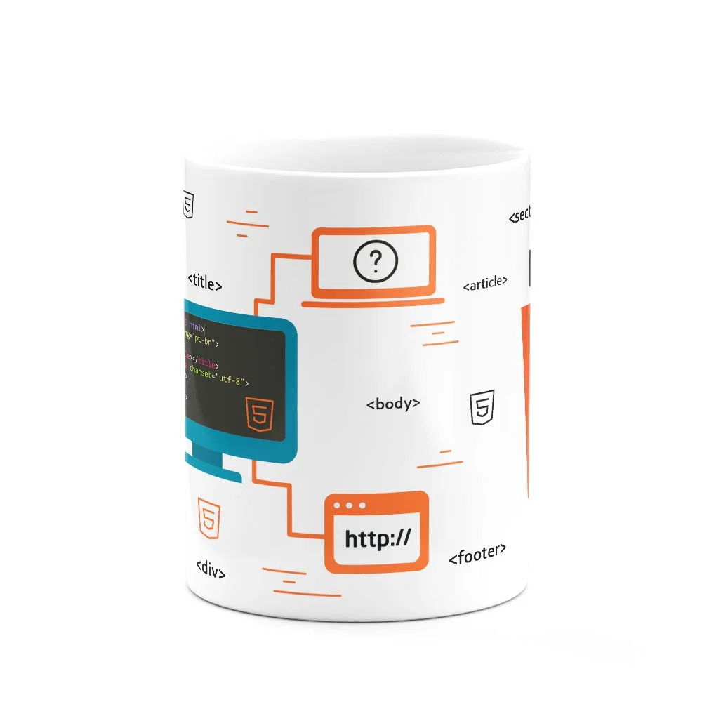Imagem 5 de 5 do produto Caneca HTML 5, Cerâmica, 325ml, Branca