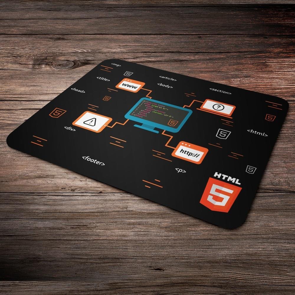 Mouse Pad, Dev, HTML 5, de Borracha, 24x20cm Mouse Pad, Dev, HTML 5, de Borracha, 24x20cm